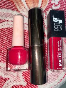 Matt Lipstick+ Colorbar Concealer+ Nail paint