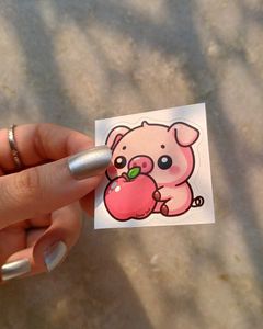 Cute Hungry Piggy stickers - Set Of 5 Pcs