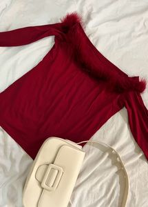 Off Shoulder Furry Top