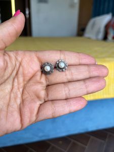 Pure Silver Pearl Stud Earrings
