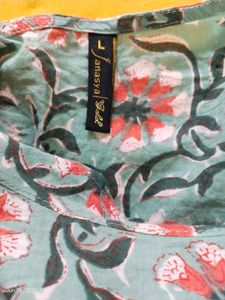 Janasya Gold L Size 100% Cotton Anarkali Kurta