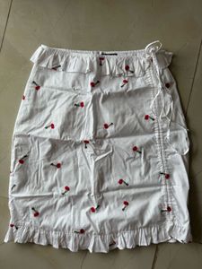 Cherry Embroidered Tie Frill Skirt, How When Wear