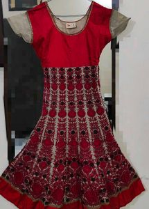 Red Anarkali Suit Embroidered Set | Women