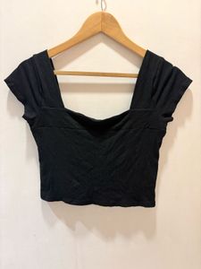 Black Square Neck Crop Top