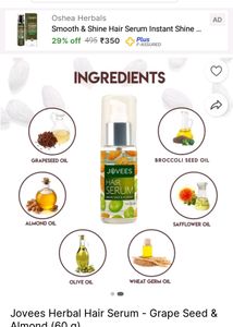 Jovees Herbal Hair Serum Grapes Seed Almond 60)G