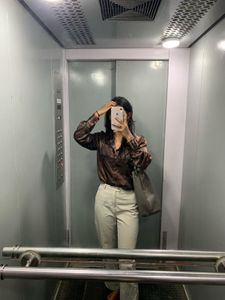 Brown Satin shirt 🎀