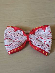 Red & White Lace Bow