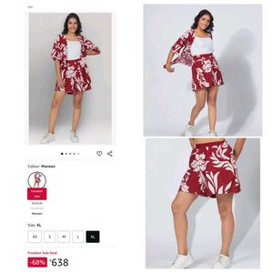🔥Dressberry 2 Piece Printed Linen Short & Shrug