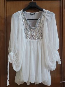 (50%)Price Drop🥳White Tunic Cum Dress🤍