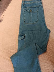Blue Denim Cargo Pants