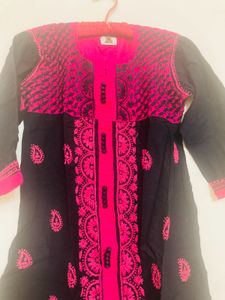 Ada Chickenkari Bright Pink Embroidered