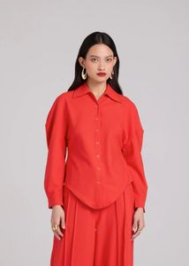 Red Button-Down Top