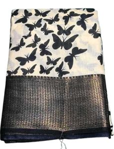 Kalamkari Dola Silk Butterfly Print Saree