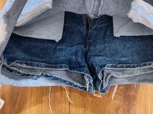 Comfortable Distressed Denim Mini Skorts