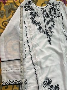 Elegant White Embroidered Kurta Set