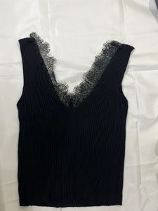Black Lace Stretchable Tank Top