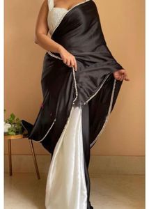 Elegant Black &amp; White Saree