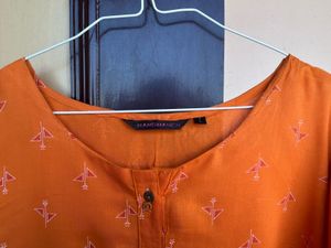 Orange Printed Kurti