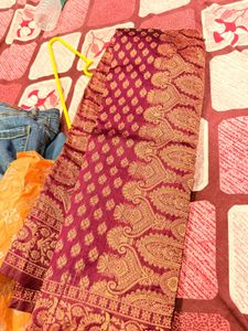 Maroon &amp; Gold Patterned Fabric