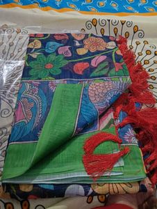 Pure Lenin Kalamkari Saree