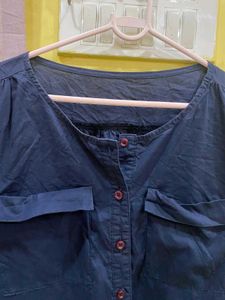 Navy Blue Shirt Dress Tunic Top