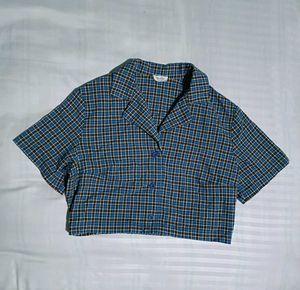 Korean Checkered Crop Shirt