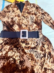 Brown Print Dress