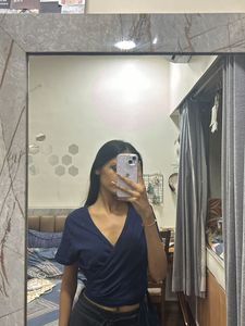 Blue wrap around top