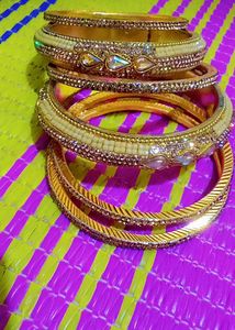 Golden Bridal Kangan - Set of 6