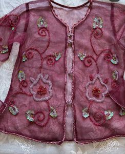 Sheer Sequin Embroidered Top