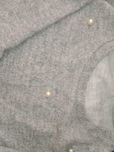 Grey Pearl Embellished Sweater