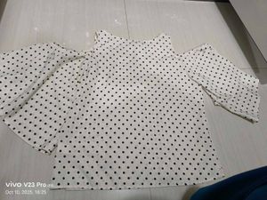 Polka Dot Cold Shoulder Top