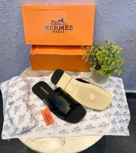 Hermes Black Leather Sandals