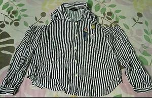 Striped Cold Shoulder Button Down