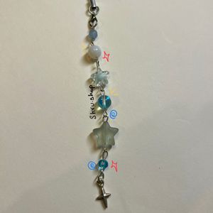Blue Themed Handmade Beaded Phone Strap