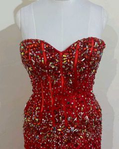 Red Beaded Evening Gown