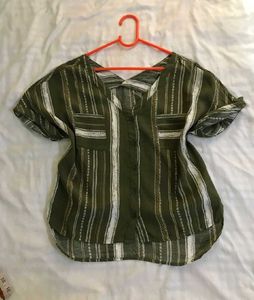 Striped Olive Green Top