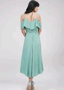 🆕 Tokyo Talkies Fit And Flare Green Midi Dress With Noodle Straps👗