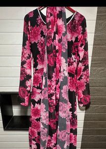 Black Floral Anarkali Set
