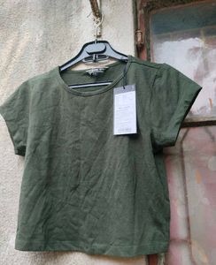 Roadster 2 Crop T-Shirt Combo Orange &amp; Olive Green