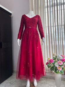 Luxury Sequined Red Gown