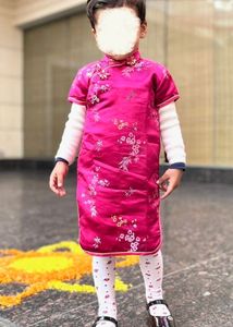 Pink Floral Silk Cheongsam Dress For 2 Yr Old Girl