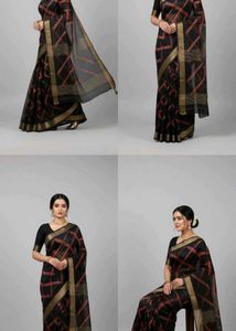 Elegant Black &amp; Red Saree