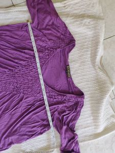 BIBA Purple Smocked Detail Top