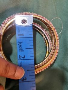 White and Pink Shade Glittered Bangles
