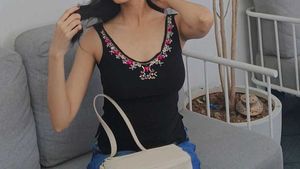 Black Embellishments Back Tie Top