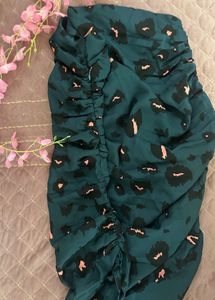 Mini Skirt - Ruched Leopard Green Print, S: 30