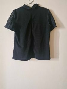 Black Lace Sleeve Top