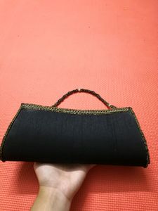 Black Coloured Cylinder Type Hand Bag