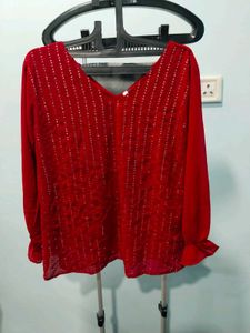 embellished red top